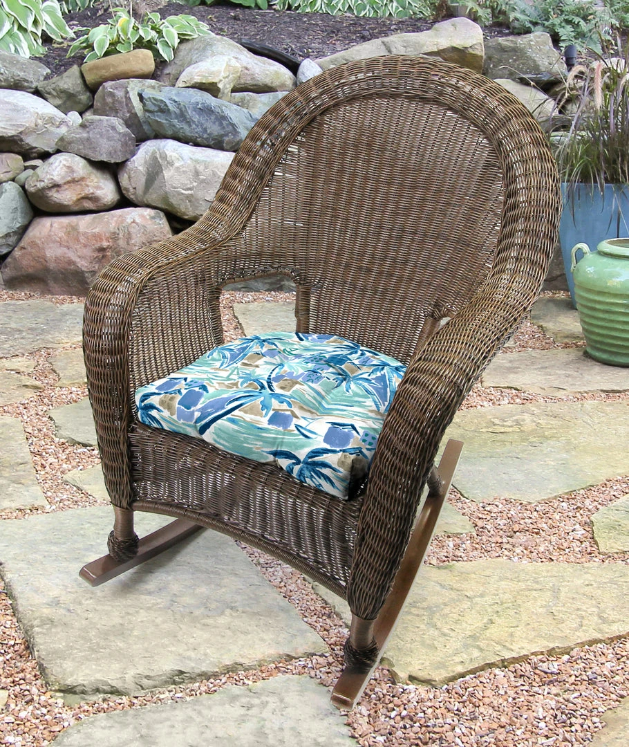 Jordan Manufacturing Set Of 2 Outdoor 18" Wicker Chair Cushions-BALLYFIN BAY BLUE RICHLOOM 2 Jordan Manufacturing Set Of 2 Outdoor 18" Wicker Chair Cushions-BALLYFIN BAY BLUE RICHLOOM