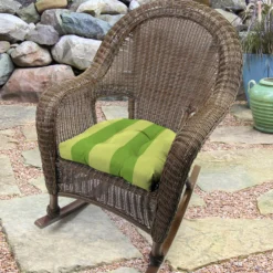 Jordan Manufacturing Set Of 2 Outdoor 18" Wicker Chair Cushions-PREVIEW LEAF RICHLOOM Custom Order Cushions