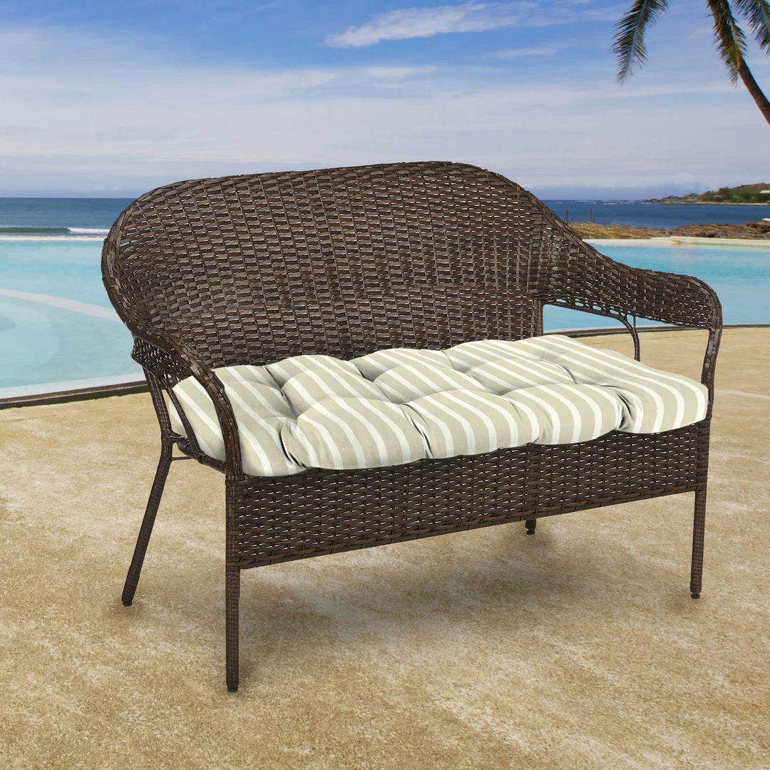 Jordan Manufacturing Outdoor 44" Wicker Loveseat Cushion-Sunbrella CAST MIST GLEN RAVEN 2 Jordan Manufacturing Outdoor 44" Wicker Loveseat Cushion-Sunbrella CAST MIST GLEN RAVEN