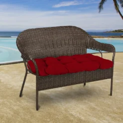 Jordan Manufacturing Outdoor 44" Wicker Loveseat Cushion-MCHUSK BERRY RICHLOOM Custom Order Cushions