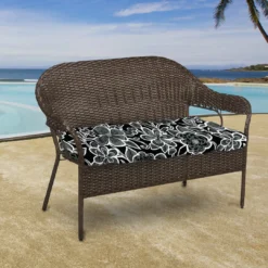 Jordan Manufacturing Custom Order Cushions Outdoor 44" Wicker Loveseat Cushion-HALSEY SHADOW RICHLOOM