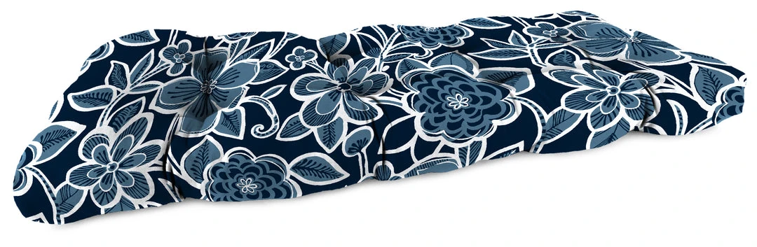 Jordan Manufacturing Outdoor 44" Wicker Loveseat Cushion-HALSEY NAVY RICHLOOM Custom Order Cushions 1 Jordan Manufacturing Outdoor 44" Wicker Loveseat Cushion-HALSEY NAVY RICHLOOM Custom Order Cushions