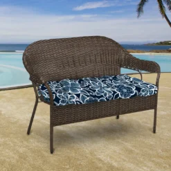 Jordan Manufacturing Outdoor 44" Wicker Loveseat Cushion-HALSEY NAVY RICHLOOM Custom Order Cushions