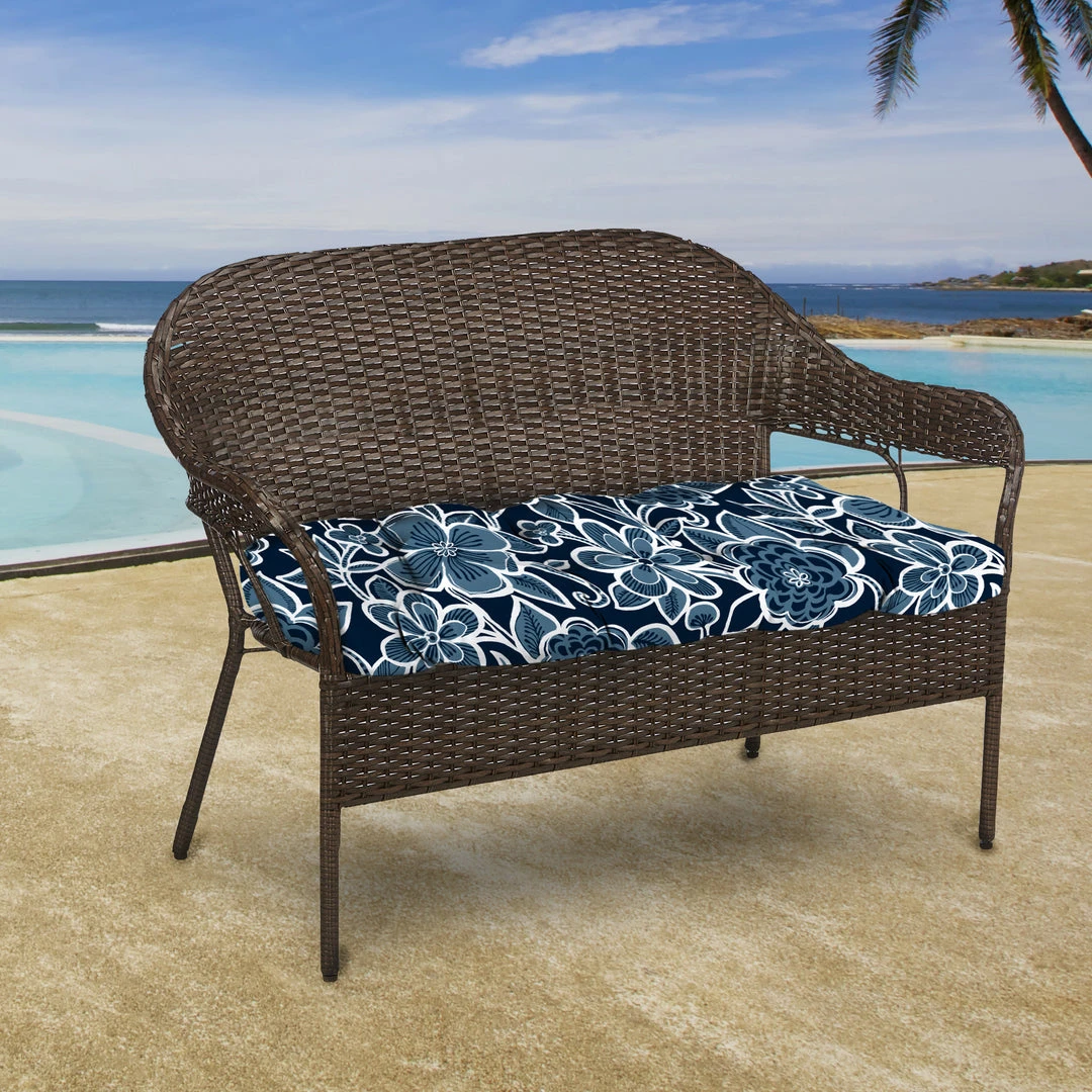 Jordan Manufacturing Outdoor 44" Wicker Loveseat Cushion-HALSEY NAVY RICHLOOM Custom Order Cushions 2 Jordan Manufacturing Outdoor 44" Wicker Loveseat Cushion-HALSEY NAVY RICHLOOM Custom Order Cushions