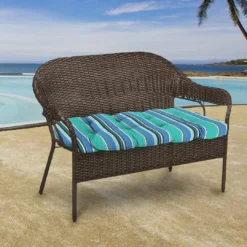Jordan Manufacturing Custom Order Cushions Outdoor 44" Wicker Loveseat Cushion-Sunbrella DOLCE STR OASIS ACR GLEN RAVEN