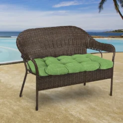 Jordan Manufacturing Custom Order Cushions Outdoor 44" Wicker Loveseat Cushion-TORY PALM RICHLOOM