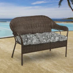 Jordan Manufacturing Custom Order Cushions Outdoor 44" Wicker Loveseat Cushion-COPELAND NOIR RICHLOOM