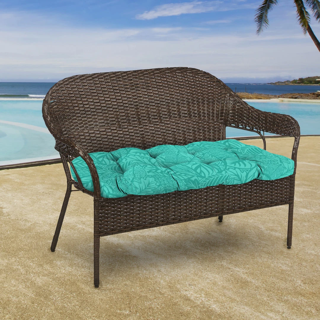 Jordan Manufacturing Outdoor 44" Wicker Loveseat Cushion-MAVEN LAGOON 2 Jordan Manufacturing Outdoor 44" Wicker Loveseat Cushion-MAVEN LAGOON
