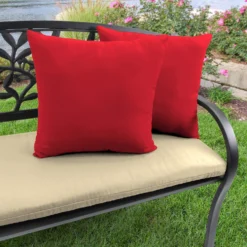 Jordan Manufacturing Custom Order Cushions Outdoor 18" Accessory Throw Pillows, Set Of 2- Sunbrella CANVAS JOCKEY ACR RED ACR GLEN RAVEN