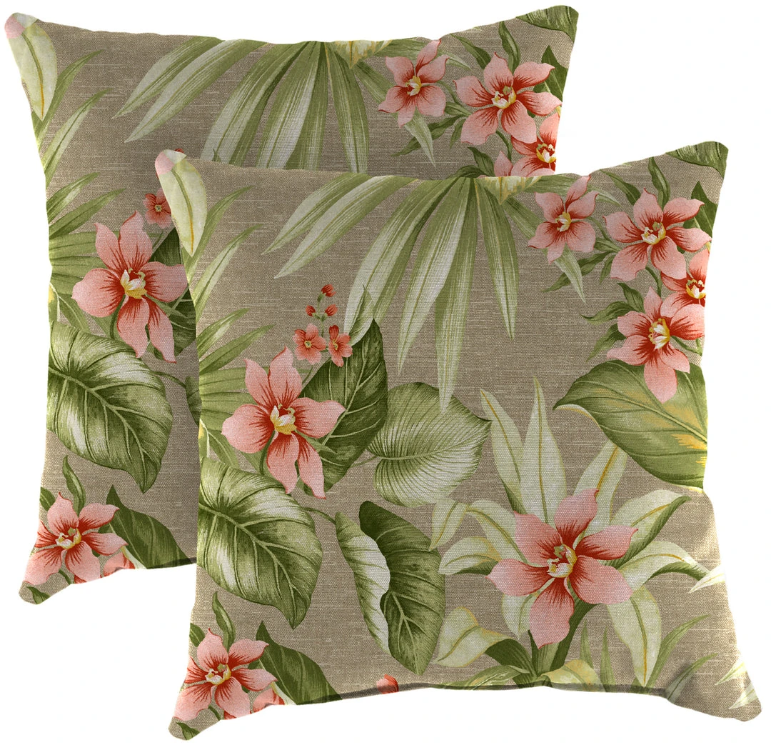 Jordan Manufacturing Custom Order Cushions Outdoor 16" Accessory Throw Pillows, Set Of 2-TAHITI SUNRISE RICHLOOM 1 Jordan Manufacturing Custom Order Cushions Outdoor 16" Accessory Throw Pillows, Set Of 2-TAHITI SUNRISE RICHLOOM