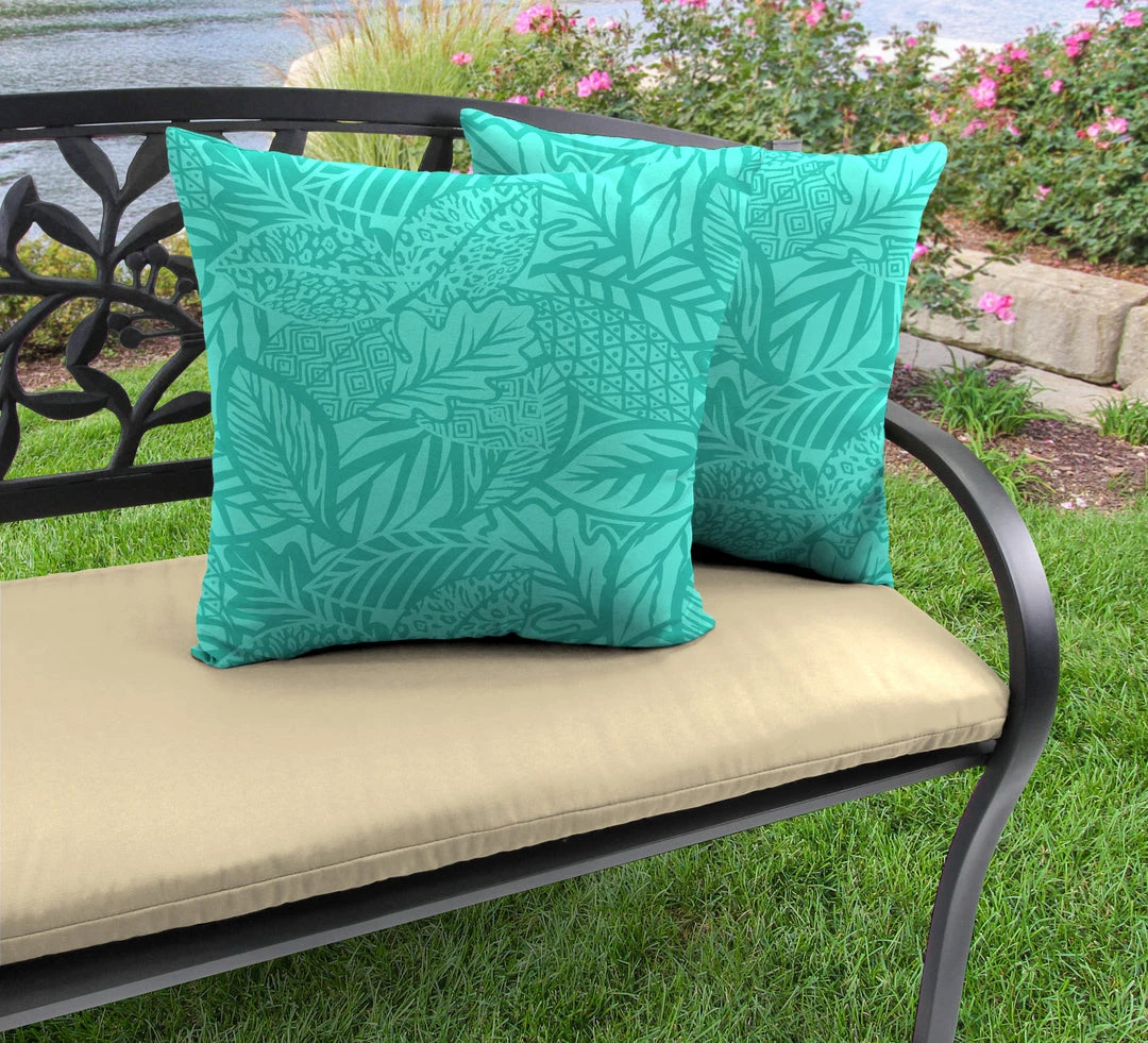 Jordan Manufacturing Custom Order Cushions Outdoor 16" Accessory Throw Pillows, Set Of 2-MAVEN LAGOON 2 Jordan Manufacturing Custom Order Cushions Outdoor 16" Accessory Throw Pillows, Set Of 2-MAVEN LAGOON