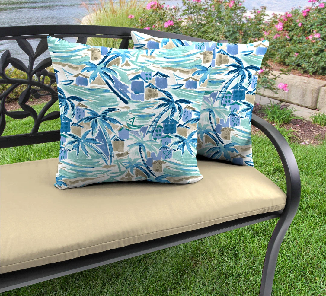 Jordan Manufacturing Custom Order Cushions Outdoor 16" Accessory Throw Pillows, Set Of 2-BALLYFIN BAY BLUE RICHLOOM 2 Jordan Manufacturing Custom Order Cushions Outdoor 16" Accessory Throw Pillows, Set Of 2-BALLYFIN BAY BLUE RICHLOOM