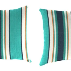 Jordan Manufacturing Outdoor Lumbar Accessory Throw Pillows, Set Of 2- Sunbrella TOKEN SURFSIDE GLEN RAVEN