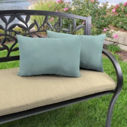 Jordan Manufacturing Outdoor Lumbar Accessory Throw Pillows, Set Of 2- Sunbrella SHORE LINEN GLEN RAVEN