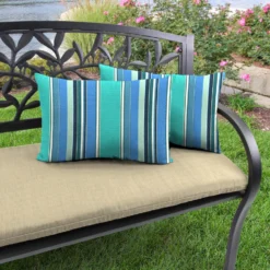 Jordan Manufacturing Outdoor Lumbar Accessory Throw Pillows, Set Of 2- Sunbrella DOLCE STR OASIS ACR GLEN RAVEN Custom Order Cushions