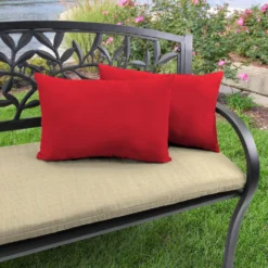Jordan Manufacturing Outdoor Lumbar Accessory Throw Pillows, Set Of 2- Sunbrella CANVAS JOCKEY ACR RED ACR GLEN RAVEN