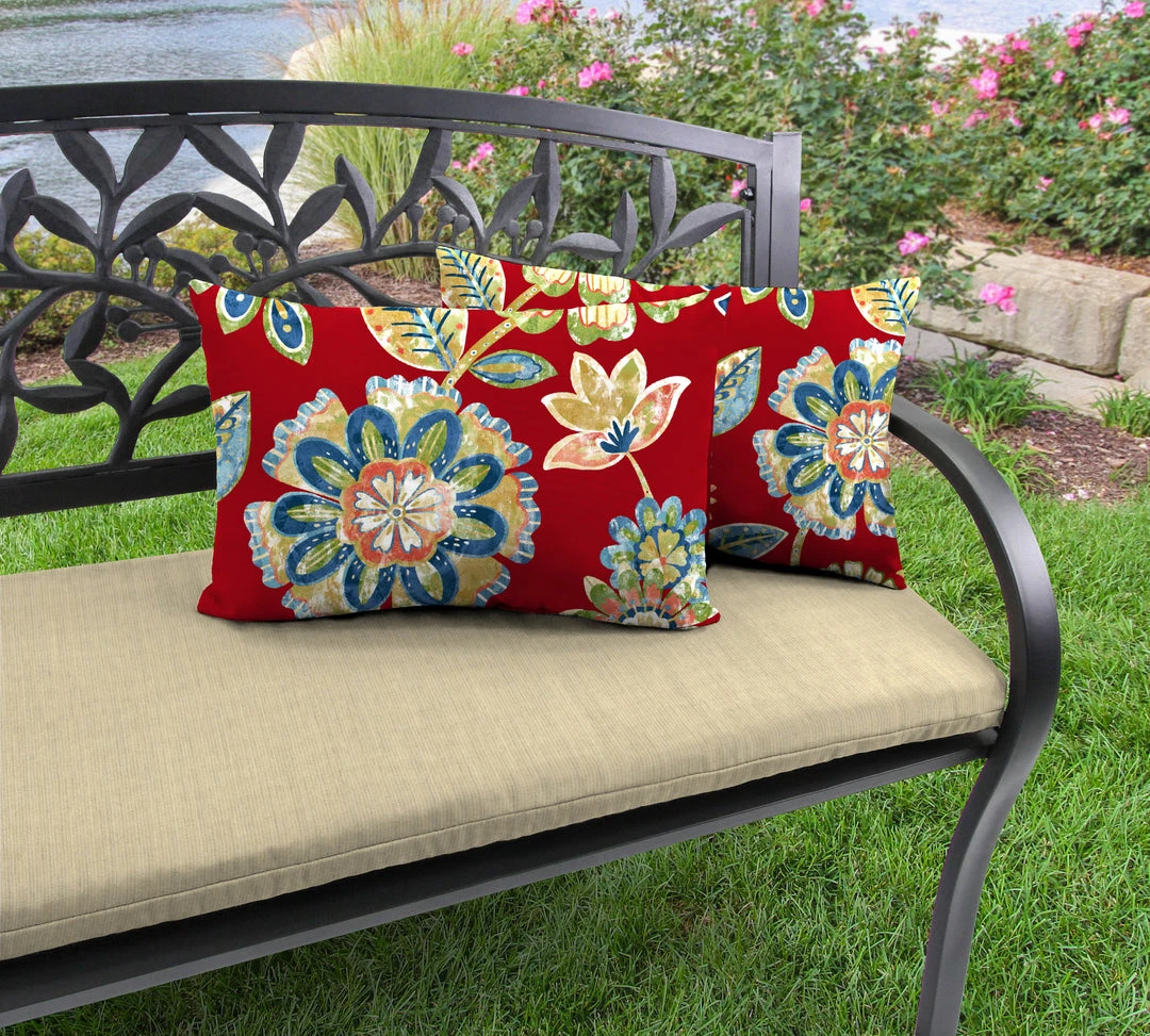 Jordan Manufacturing Custom Order Cushions Outdoor Lumbar Accessory Throw Pillows, Set Of 2-DAELYN CHERRY RICHLOOM 2 Jordan Manufacturing Custom Order Cushions Outdoor Lumbar Accessory Throw Pillows, Set Of 2-DAELYN CHERRY RICHLOOM