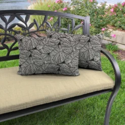 Jordan Manufacturing Outdoor Lumbar Accessory Throw Pillows, Set Of 2-TALIA NOIR RICHLOOM Custom Order Cushions