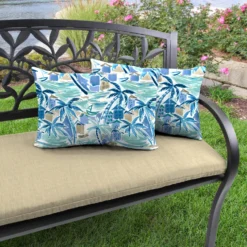 Jordan Manufacturing Outdoor Lumbar Accessory Throw Pillows, Set Of 2-BALLYFIN BAY BLUE RICHLOOM
