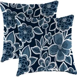 Jordan Manufacturing Custom Order Cushions 20" Outdoor Accessory Throw Pillows, Set Of 2-HALSEY NAVY RICHLOOM