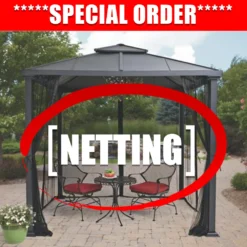 TOPS Gazebo Netting Replacement Replacement Netting For Better Homes & Gardens Sullivan Ridge 8' X 8' Steel Hard Top Gazebo BH14-093-099-11