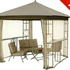 TOPS Clearance Mainstays Landsdowne Heights Double Shelf Gazebo Canopy - High Grade 300D