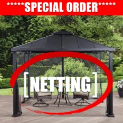 TOPS Gazebo Netting Replacement Replacement Netting For Better Homes & Gardens Sullivan Ridge 10' X 10' Steel Hard Top Gazebo BH17-092-097-23