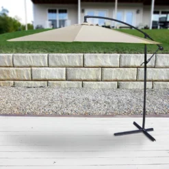 Jordan Manufacturing 10' STEEL OFFSET UMBRELLA- NATURAL Umbrellas