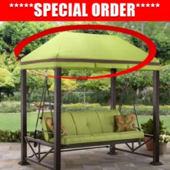 TOPS Gazebo Canopy Replacement Sullivan Pointe Gazebo Porch Swing Replacement Canopy | Green, Red