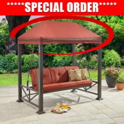 TOPS Gazebo Canopy Replacement Sullivan Pointe Gazebo Porch Swing Replacement Canopy | Green, Red