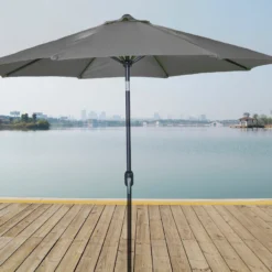 Umbrellas Jordan Manufacturing 9FT Steel Market Umbrella In Grey