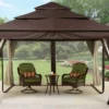 TOPS Gazebo Canopy Replacement BHG Archer Ridge 10x12 FT Brown Gazebo Canopy