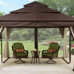 TOPS Gazebo Canopy Replacement BHG Archer Ridge 10x12 FT Brown Gazebo Canopy