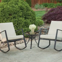 Apollo Outdoor Aurora 3 Piece Cushion Seating Set, Neutral Patio Sets